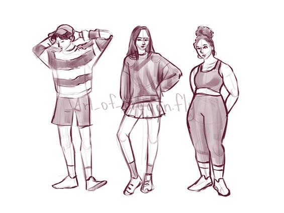Sketches of poses from Pinterest