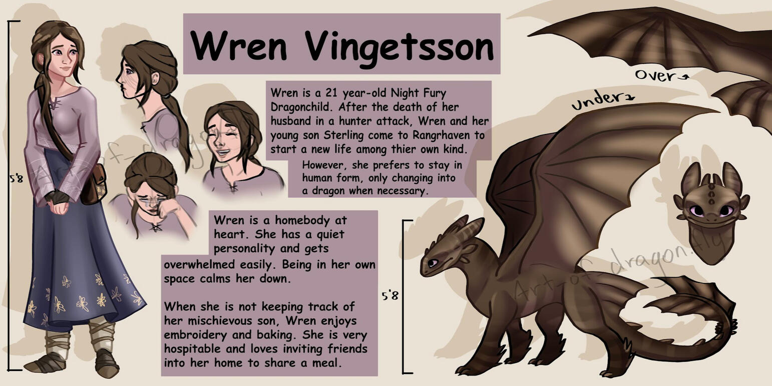 Ref sheet for my OC Wren